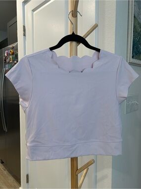 aerie Lavender Scallop-Neck Crop Top